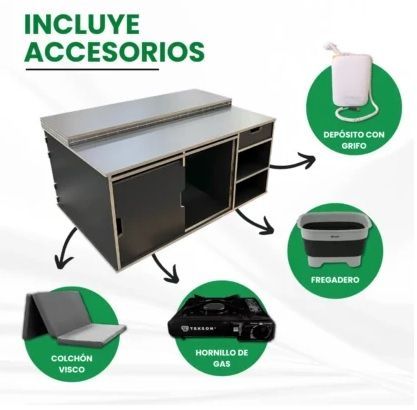 MUEBLE CAMA Quality Camper para Peugeot Rifter, Citroën Berlingo, Toyota Proace City y Opel Combo. - Imagen 8
