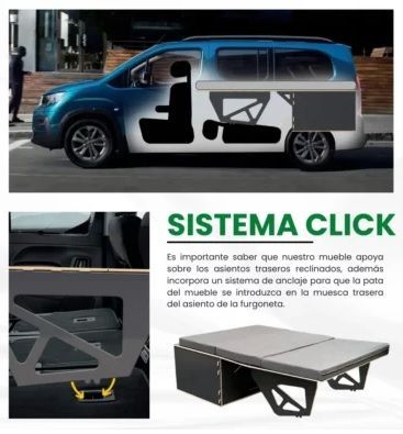 MUEBLE CAMA Quality Camper para Peugeot Rifter, Citroën Berlingo, Toyota Proace City y Opel Combo. - Imagen 9