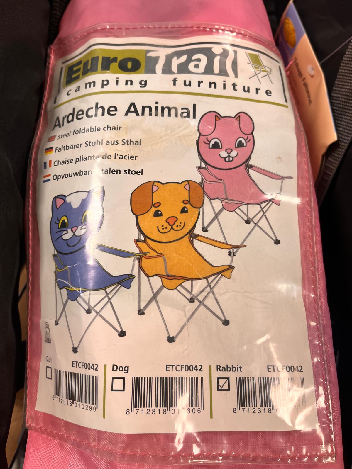 Silla plegable Euro Trail ARDECHE ANIMAL RABBIT Color rosa